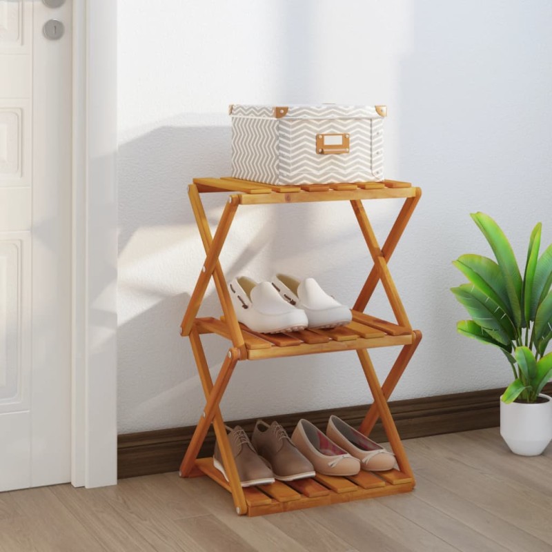 vidaXL Klappregal 3 Böden Braun 43x31x63 cm Massivholz Akazie vidaXL Klappregal 3 Böden Braun 43x31x63 cm Massivholz Akazie