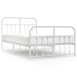 vidaXL Bettgestell mit Kopf- und Fußteil Metall Weiß 120x190 cm