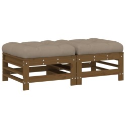 vidaXL Gartenhocker mit Kissen 2 Stk. Honigbraun Massivholz Kiefer