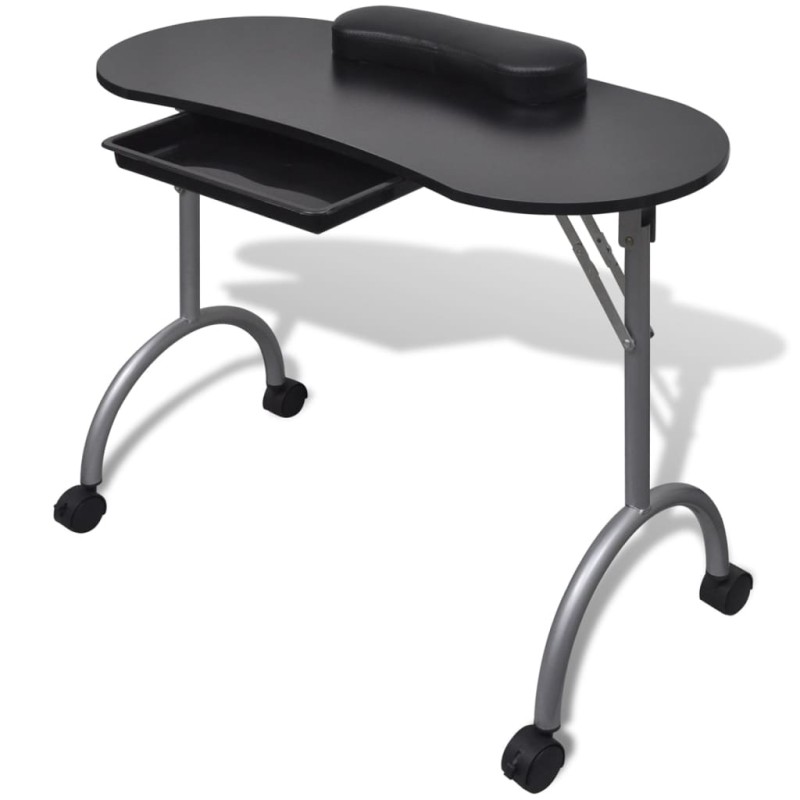 Klappbarer Maniküre-Tisch mit Rollen Schwarz Klappbarer Maniküre-Tisch mit Rollen Schwarz
