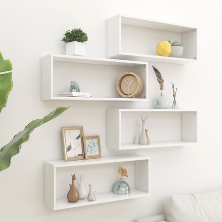 vidaXL Würfelregale 4 Stk. Weiß 60x15x23 cm Holzwerkstoff