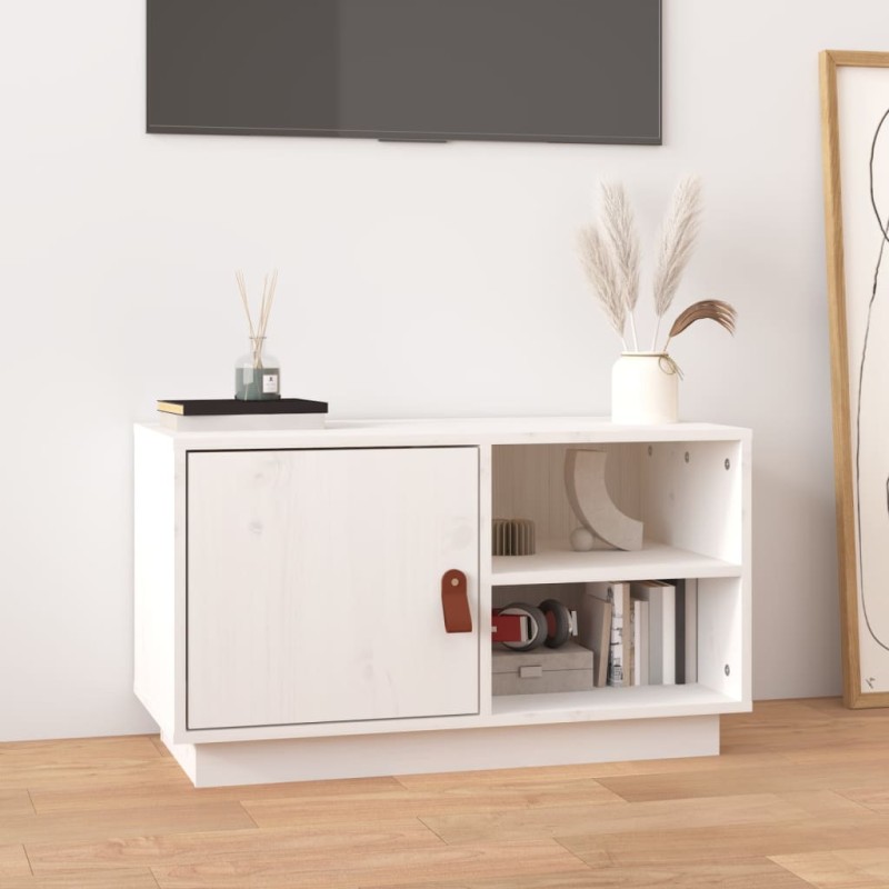 vidaXL TV-Schrank Weiß 70x34x40 cm Massivholz Kiefer vidaXL TV-Schrank Weiß 70x34x40 cm Massivholz Kiefer