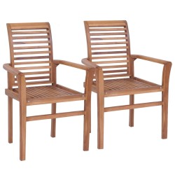 vidaXL Esszimmerstühle Stapelbar 2 Stk. Massivholz Teak