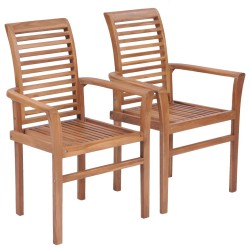 vidaXL Esszimmerstühle Stapelbar 2 Stk. Massivholz Teak