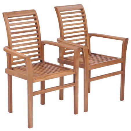 vidaXL Esszimmerstühle Stapelbar 2 Stk. Massivholz Teak