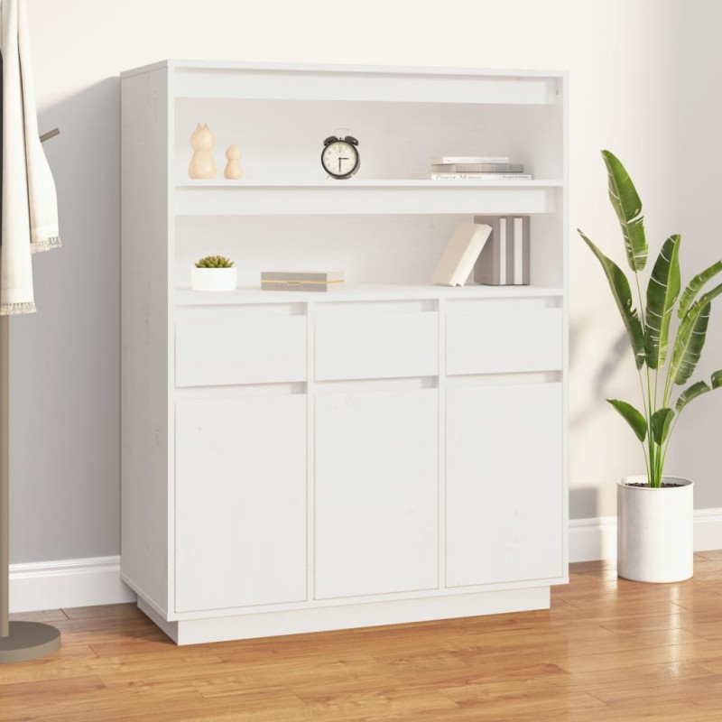vidaXL Highboard Weiß 89x40x116,5 cm Massivholz Kiefer vidaXL Highboard Weiß 89x40x116,5 cm Massivholz Kiefer