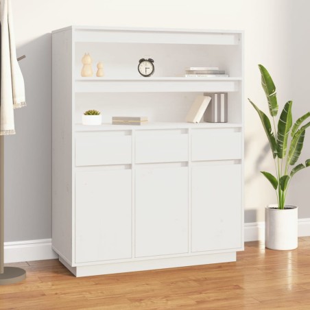 vidaXL Highboard Weiß 89x40x116,5 cm Massivholz Kiefer