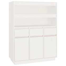 vidaXL Highboard Weiß 89x40x116,5 cm Massivholz Kiefer
