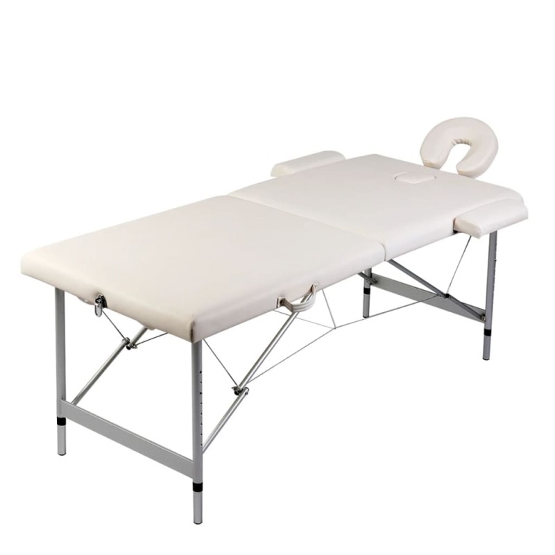 vidaXL Massageliege Klappbar 2-Zonen mit Aluminiumgestell Cremeweiß vidaXL Massageliege Klappbar 2-Zonen mit Aluminiumgestell Cremeweiß