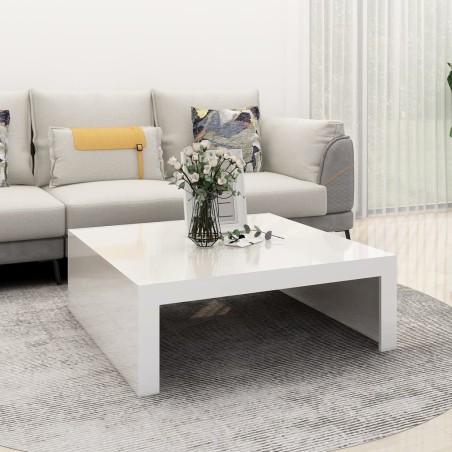 vidaXL Couchtisch Hochglanz-Weiß 100x100x35 cm Holzwerkstoff