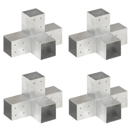 vidaXL Pfostenverbinder 4 Stk. X-Form Verzinktes Metall 81 x 81 mm