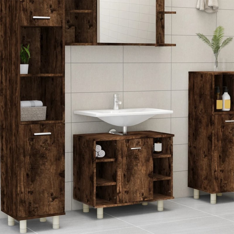 vidaXL Badschrank Räuchereiche 60x32x53,5 cm Holzwerkstoff vidaXL Badschrank Räuchereiche 60x32x53,5 cm Holzwerkstoff