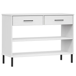 vidaXL Konsolenschrank OSLO mit Metallbeinen Weiß Massivholz Kiefer