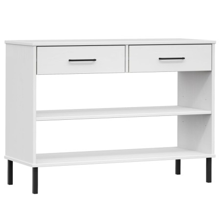 vidaXL Konsolenschrank OSLO mit Metallbeinen Weiß Massivholz Kiefer