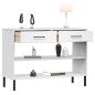 vidaXL Konsolenschrank OSLO mit Metallbeinen Weiß Massivholz Kiefer vidaXL Konsolenschrank OSLO mit Metallbeinen Weiß Massivholz Kiefer