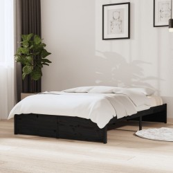 vidaXL Massivholzbett Schwarz 120x190 cm