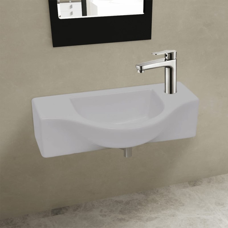 Keramik Waschbecken mit Hahnloch weiß Keramik Waschbecken mit Hahnloch weiß