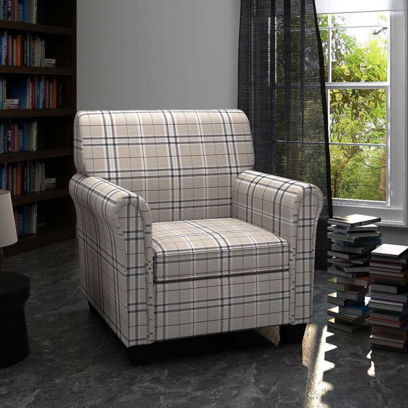 Sessel mit Sitzpolster Cremefarben Stoff Sessel mit Sitzpolster Cremefarben Stoff