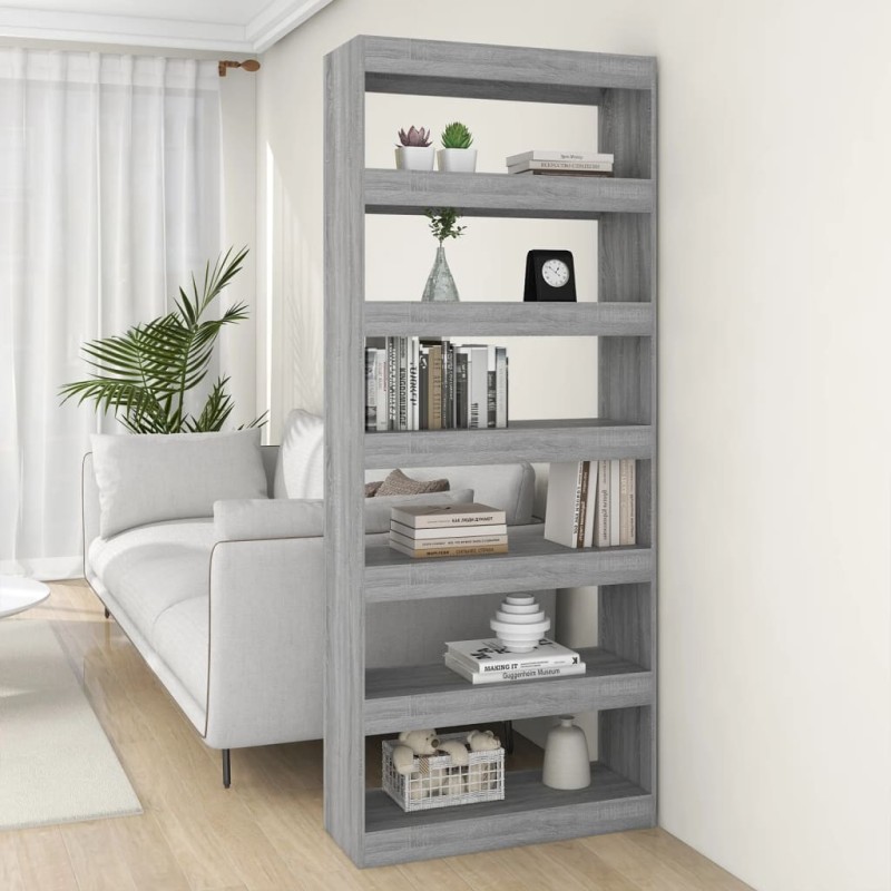 vidaXL Bücherregal/Raumteiler Grau Sonoma 80x30x198 cm Holzwerkstoff vidaXL Bücherregal/Raumteiler Grau Sonoma 80x30x198 cm Holzwerkstoff
