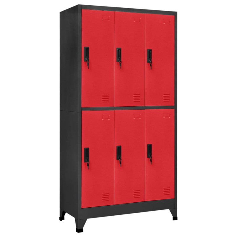 vidaXL Schließfachschrank Anthrazit und Rot 90x45x180 cm Stahl vidaXL Schließfachschrank Anthrazit und Rot 90x45x180 cm Stahl