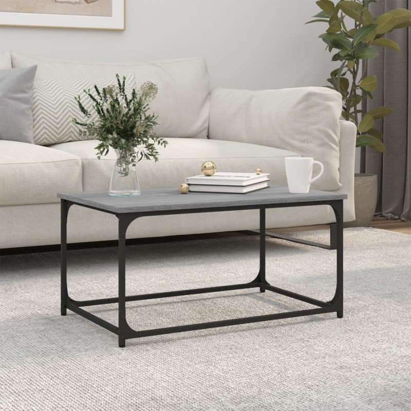 vidaXL Couchtisch Grau Sonoma 80x50x40 cm Holzwerkstoff und Eisen vidaXL Couchtisch Grau Sonoma 80x50x40 cm Holzwerkstoff und Eisen