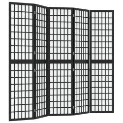 vidaXL 5-tlg. Paravent Japanischer Stil Faltbar 200x170 cm Schwarz