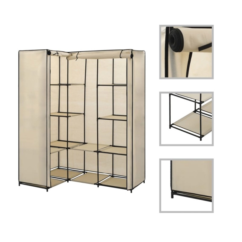 vidaXL Eckkleiderschrank Creme 130 x 87 x 169 cm vidaXL Eckkleiderschrank Creme 130 x 87 x 169 cm