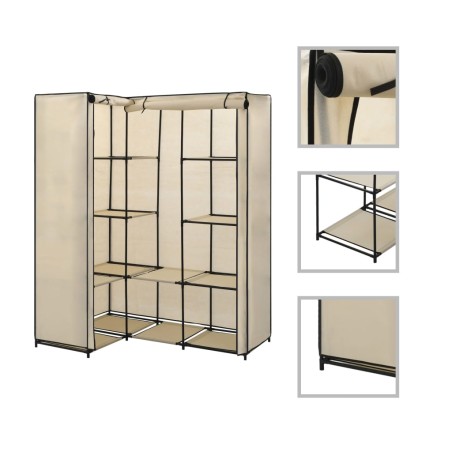 vidaXL Eckkleiderschrank Creme 130 x 87 x 169 cm