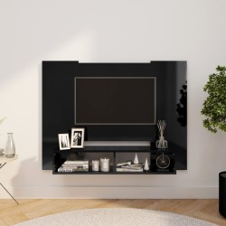 vidaXL TV-Wandschrank Hochglanz-Schwarz 120x23,5x90 cm Holzwerkstoff