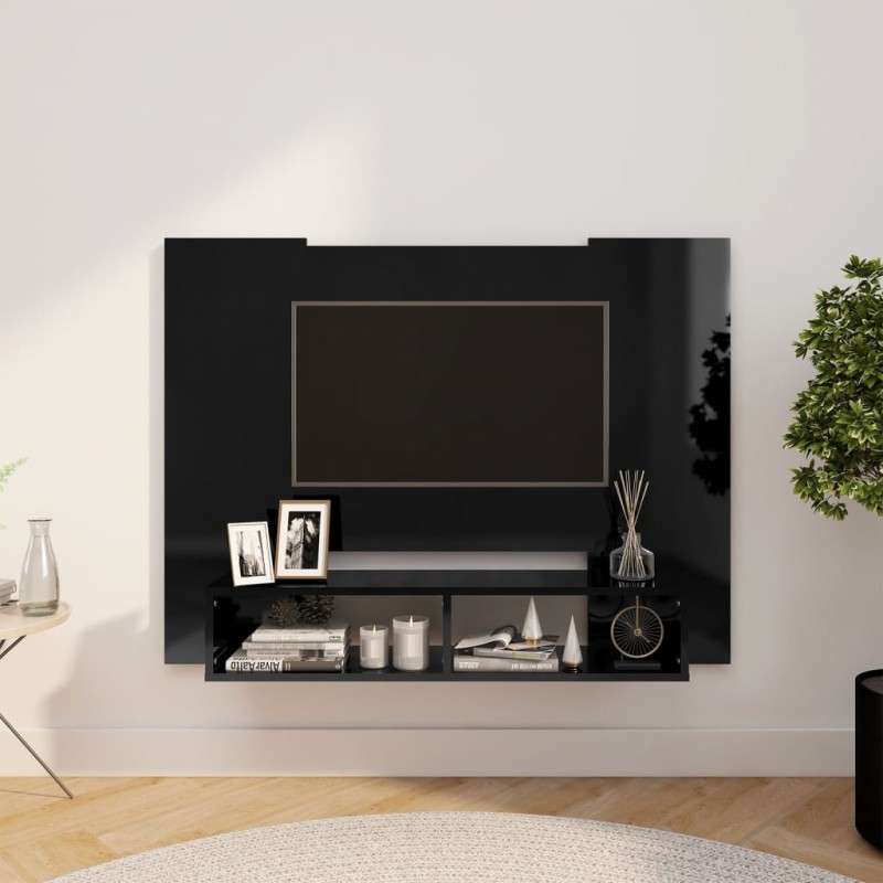 vidaXL TV-Wandschrank Hochglanz-Schwarz 120x23,5x90 cm Holzwerkstoff vidaXL TV-Wandschrank Hochglanz-Schwarz 120x23,5x90 cm Holzwerkstoff