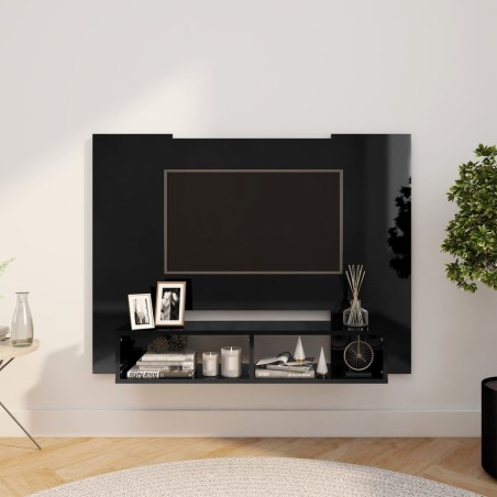 vidaXL TV-Wandschrank Hochglanz-Schwarz 120x23,5x90 cm Holzwerkstoff