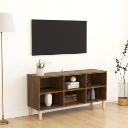 vidaXL TV-Schrank Massivholz-Beine Braun Eichenoptik 103,5x30x50 cm