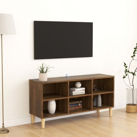 vidaXL TV-Schrank Massivholz-Beine Braun Eichenoptik 103,5x30x50 cm
