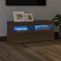 vidaXL TV-Schrank mit LED-Leuchten Braun Eichen-Optik 90x35x40 cm vidaXL TV-Schrank mit LED-Leuchten Braun Eichen-Optik 90x35x40 cm