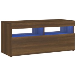 vidaXL TV-Schrank mit LED-Leuchten Braun Eichen-Optik 90x35x40 cm