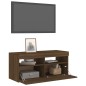 vidaXL TV-Schrank mit LED-Leuchten Braun Eichen-Optik 90x35x40 cm vidaXL TV-Schrank mit LED-Leuchten Braun Eichen-Optik 90x35x40 cm