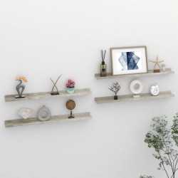 vidaXL Wandregale 4 Stk. Betongrau 80x9x3 cm