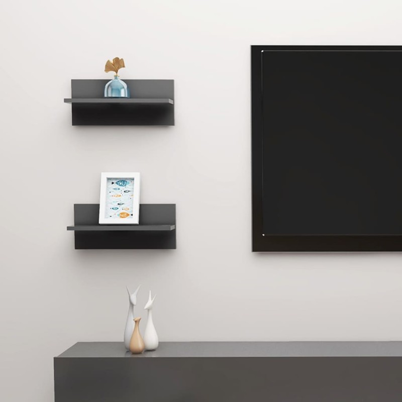 vidaXL Wandregale 2 Stk. Grau 40x11,5x18 cm Holzwerkstoff vidaXL Wandregale 2 Stk. Grau 40x11,5x18 cm Holzwerkstoff
