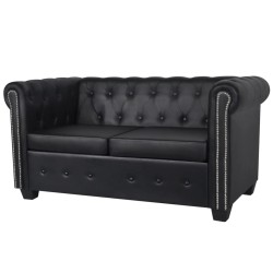 vidaXL Chesterfield-Sofa 2-Sitzer Kunstleder Schwarz 