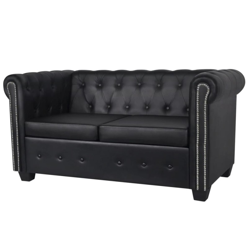 vidaXL Chesterfield-Sofa 2-Sitzer Kunstleder Schwarz vidaXL Chesterfield-Sofa 2-Sitzer Kunstleder Schwarz