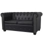 vidaXL Chesterfield-Sofa 2-Sitzer Kunstleder Schwarz vidaXL Chesterfield-Sofa 2-Sitzer Kunstleder Schwarz