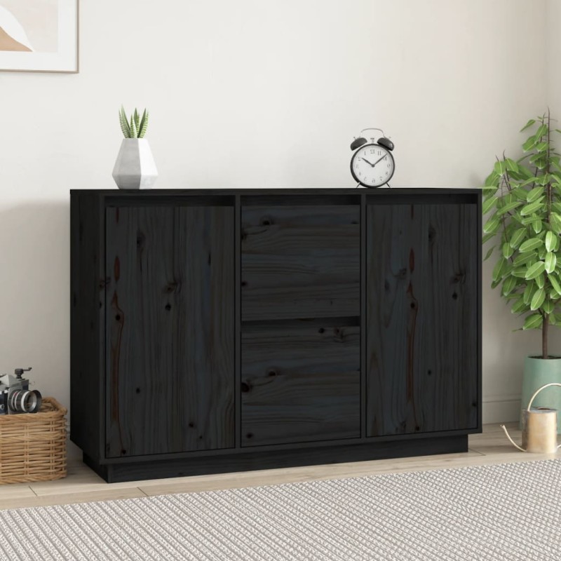 vidaXL Sideboard Schwarz 111x34x75 cm Massivholz Kiefer vidaXL Sideboard Schwarz 111x34x75 cm Massivholz Kiefer