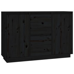 vidaXL Sideboard Schwarz 111x34x75 cm Massivholz Kiefer