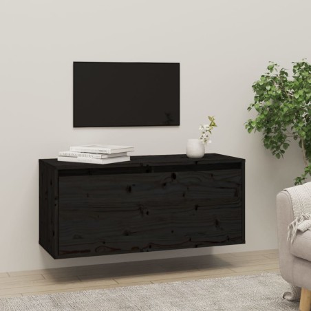 vidaXL Wandschrank Schwarz 80x30x35 cm Massivholz Kiefer