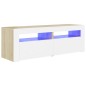 vidaXL TV-Schrank mit LED-Leuchten Weiß Sonoma-Eiche 120x35x40 cm vidaXL TV-Schrank mit LED-Leuchten Weiß Sonoma-Eiche 120x35x40 cm