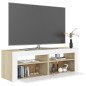 vidaXL TV-Schrank mit LED-Leuchten Weiß Sonoma-Eiche 120x35x40 cm vidaXL TV-Schrank mit LED-Leuchten Weiß Sonoma-Eiche 120x35x40 cm