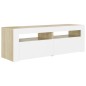 vidaXL TV-Schrank mit LED-Leuchten Weiß Sonoma-Eiche 120x35x40 cm vidaXL TV-Schrank mit LED-Leuchten Weiß Sonoma-Eiche 120x35x40 cm