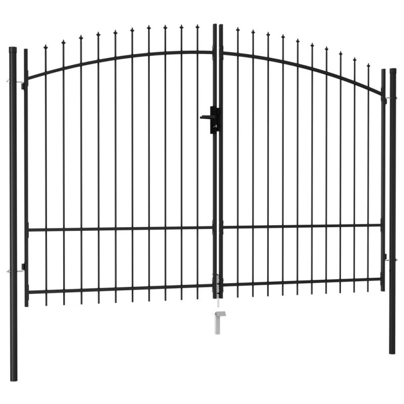 vidaXL Zauntor Doppelflügel mit Speerspitzen Stahl 3 x 2 m Schwarz vidaXL Zauntor Doppelflügel mit Speerspitzen Stahl 3 x 2 m Schwarz