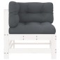 vidaXL Ecksofa mit Kissen Weiß Massivholz Kiefer vidaXL Ecksofa mit Kissen Weiß Massivholz Kiefer