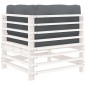 vidaXL Ecksofa mit Kissen Weiß Massivholz Kiefer vidaXL Ecksofa mit Kissen Weiß Massivholz Kiefer